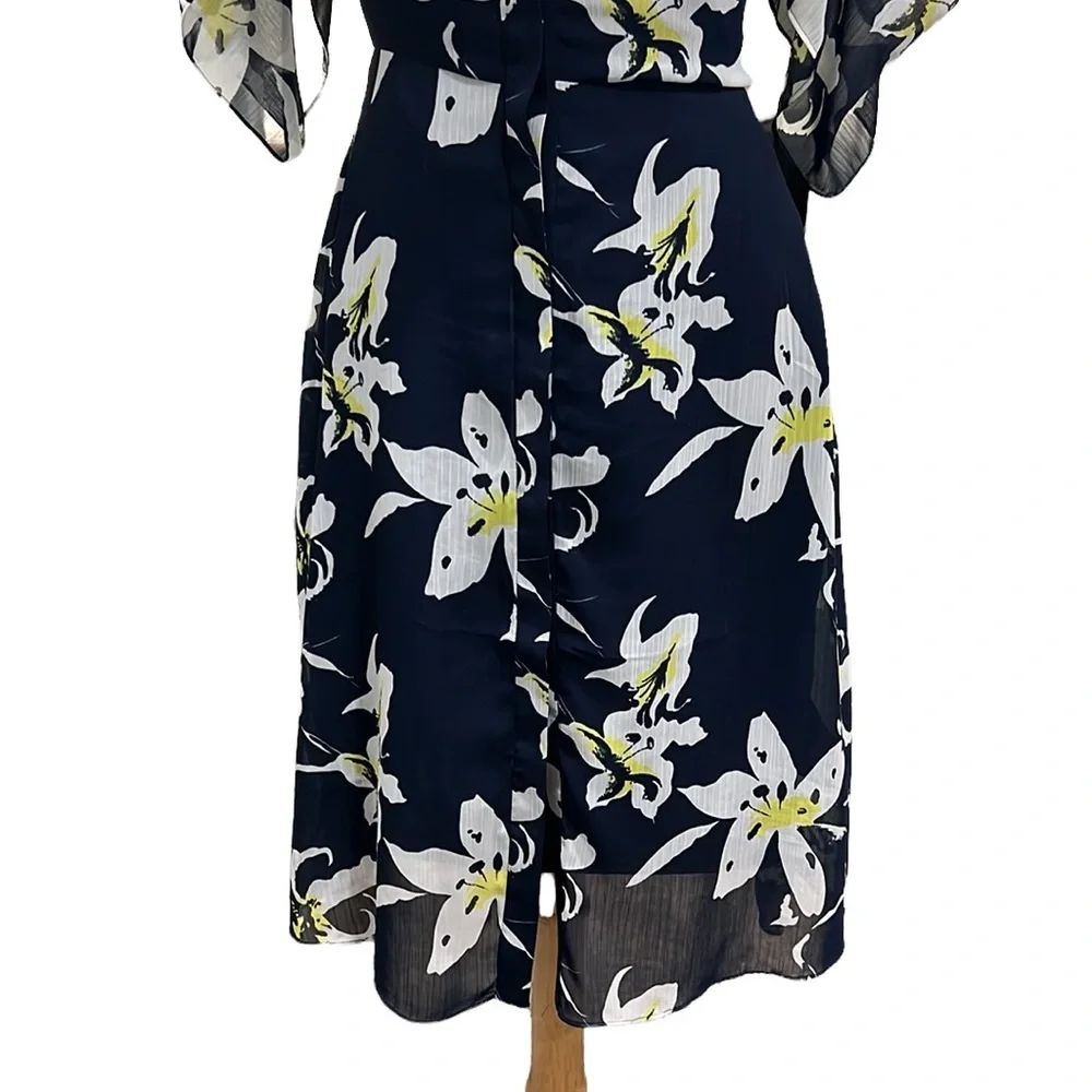Club Monaco Blue Floral Print Dress Size 00